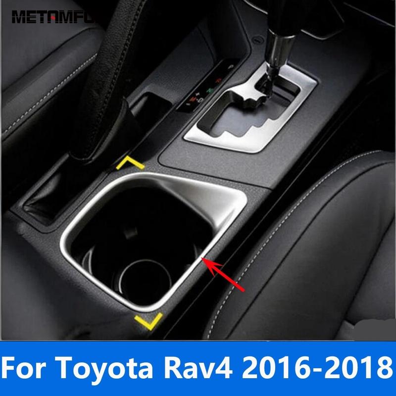 For Toyota Rav4 Rav 4 2016 2017 2018 Matte Front Center Console Water Cup Holder Frame Sticker Interior Accessories Car Styling