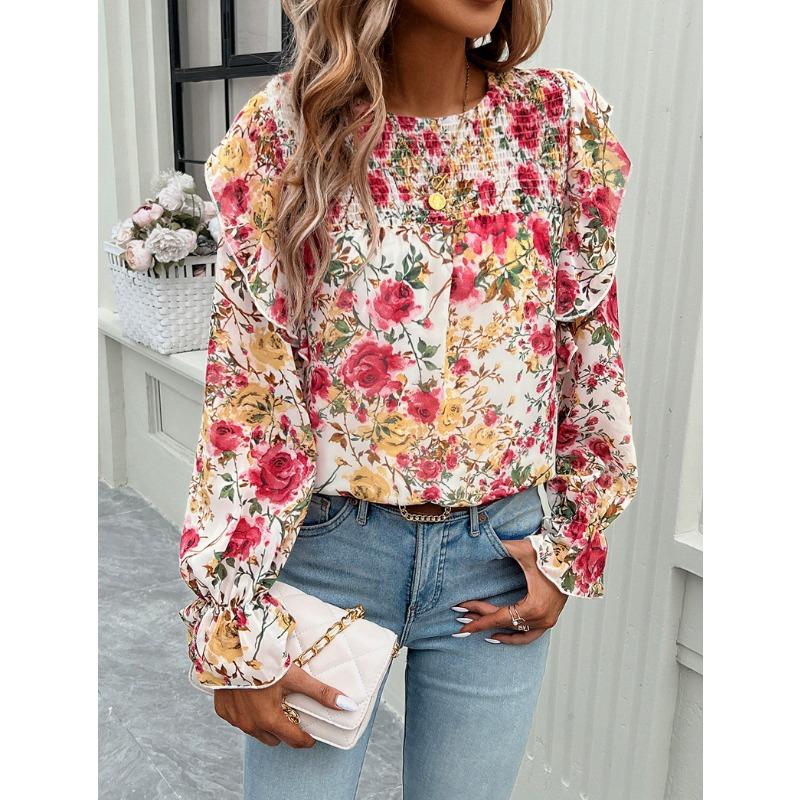 Рубашка с принтом Женственный темперамент Рубашка с длинным рукавом Блузка