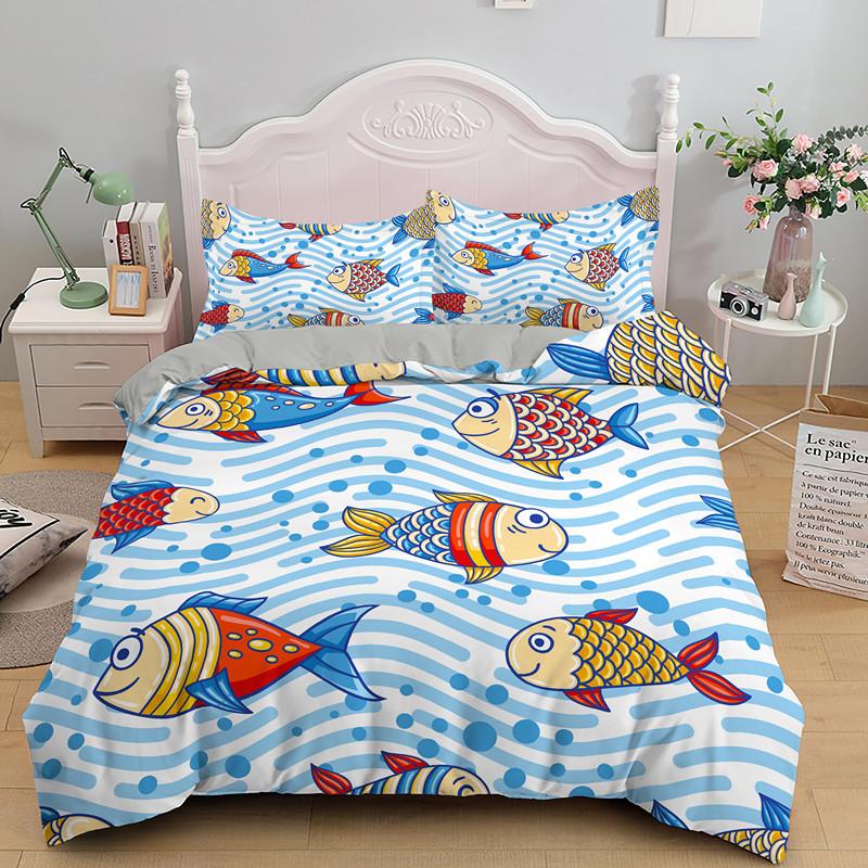 Goldfish Duvet Cover King/Queen Size Golden Red 3D Animal Bedding Set For Kid Teen Adult,Fish Themed Quilt Cover With Pillowcase