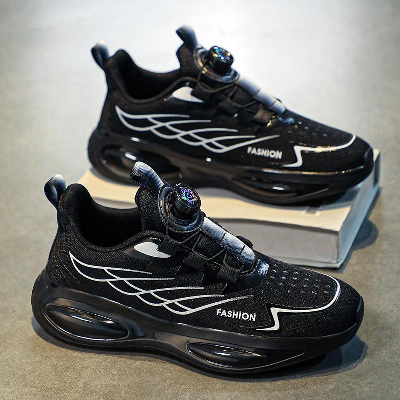 Men's shoes spring youth sports running casual height increase rotating buckle small white soft sole shock absorption dad versatile shoes