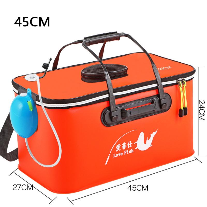 Foldable Wear-resistant Waterproof EVA Fishing Barrel Fishing Box Tools Box Optional Rechargeable Oxygen Pump 30cm/35cm/40cm/45cm/50cm Size Choices