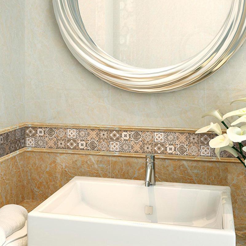 1 рулон обоев с цветочным принтом, наклейка на стену, фон, самоклеящаяся водонепроницаемая наклейка на плитку, декоративная полоса на талии 10x500 см