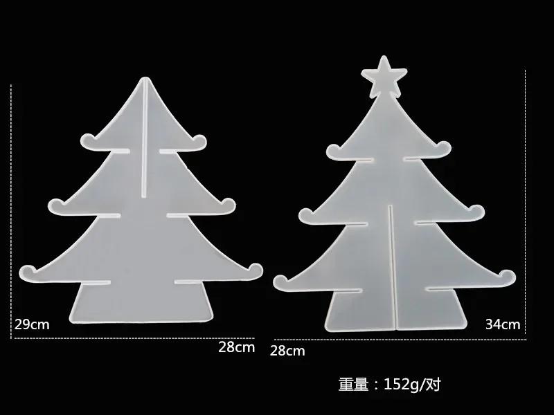 Рождественские украшения Кристалл Эпоксидная силиконовая форма Набор смоляных рождественских елок Снежинка Коробка для хранения ювелирных украшений Украшения