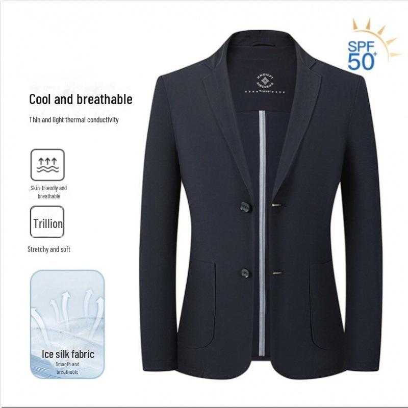 Мужской быстросохнущий шелковый солнцезащитный костюм 2025 года — повседневный летний вариант, 5 цветов, стиль вестерн для людей среднего возраста