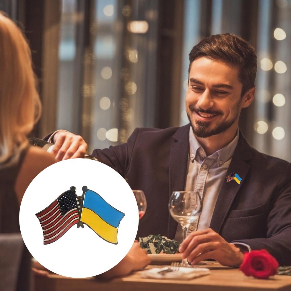 2Pcs 2022 Ukraine Flag Lapel Pin Badges National Waving Flag Pins Metal Flag Badge Pins Brooch Souvenir