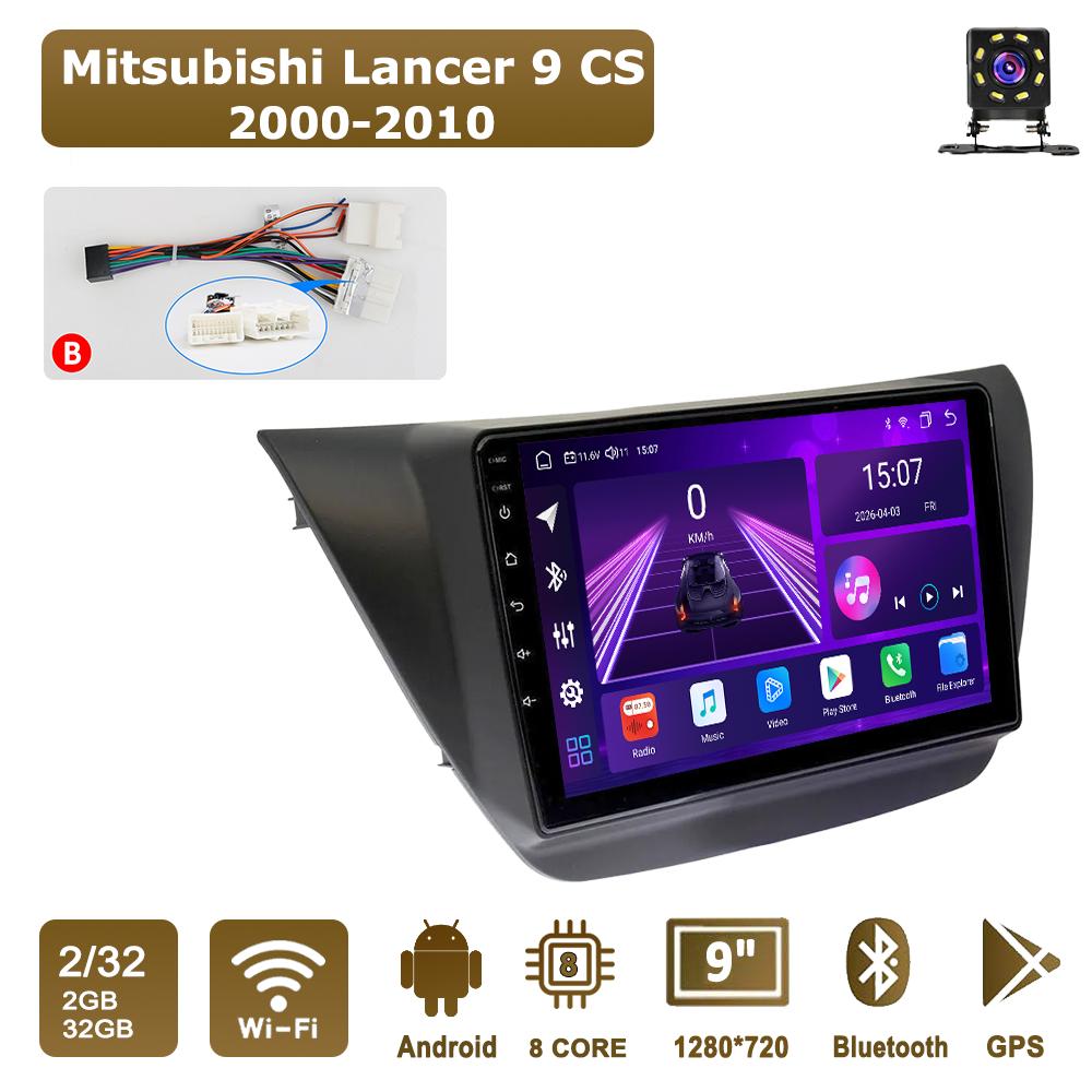 Автомобильная магнитола Android Car-Play для Mitsubishi Lancer 9 CS 2000-2010 Мультимедийный проигрыватель Головное устройство Стерео Навигация GPS BT WIFI, 8 ЯДЕР ,2+32ГБ