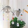 Crystal Suncatcher Rainbow Prism Moon Catcher Crystal Stained Glass Faceted Pendant Window Hanging Wind Chime Garden Home Decor