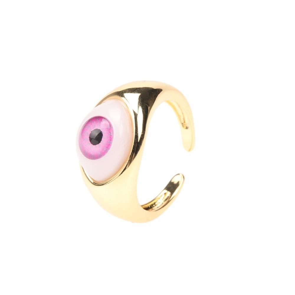 Jewelry Copper Gold Plated Demon Eyes Finger Ring Vintage Cool Resin Eyes Ring Creative Personalized Punk Eyeball Ring Girls