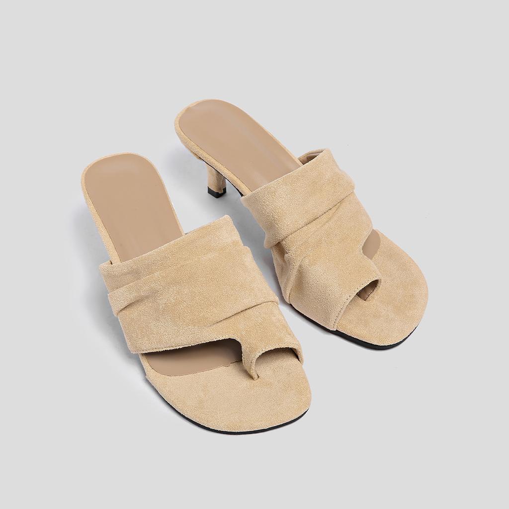 Fashion Clip-Toe Slipper Sandals Suede Slip-On Solid Color Fashion Concise Sexy Elegant Party Dress Summer Women Shoes Newest Thin Heels