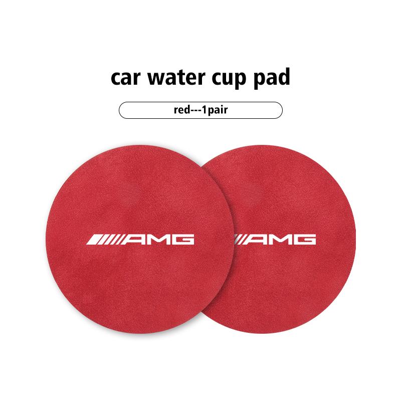 BTY4 2pcs Car Coaster Water Cup Bottle Holder Mat Anti-Slip Pad For Mercedes Benz AMG C180 C300 W124 W176 W177 C200 C260 GLC CLE CLA