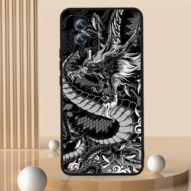 Чехол для телефона с дизайном Дракона в стиле аниме для Xiaomi Redmi 12 13C 12C 13 10C 9T A2 9A 9C 7A Note 10S 8T 10 9 8 Pro 4G 5G Черный