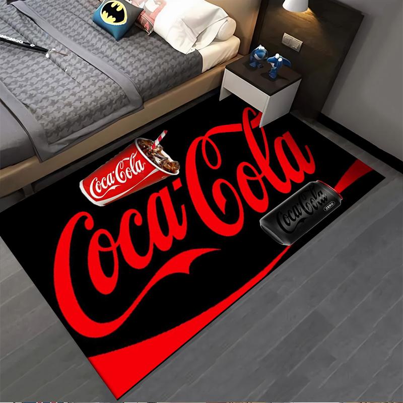 "Ковер с логотипом Coca Cola (красно-черный) для декора гостиной" Подходит для использования в качестве противоскользящего коврика для гостиной, спальни, диванов