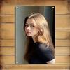 Железное Настенное Искусство Портрет Лица Женщины Металлическая Табличка для Декора Дома, Кафе, Бара Подарок с Креплением Без Отверстий