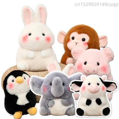 Круглая плюшевая кукла-подушка Animal Series, кролик, слон, корова, пингвин, обезьяна, свинья, милая мягкая плюшевая игрушка, подарок для мальчиков и девочек