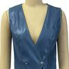 Women Vest Faux Leather Low-cut Sleeveless V Neck Solid Color Slim Fit Button Closure CardiganSoft Breathable Casual