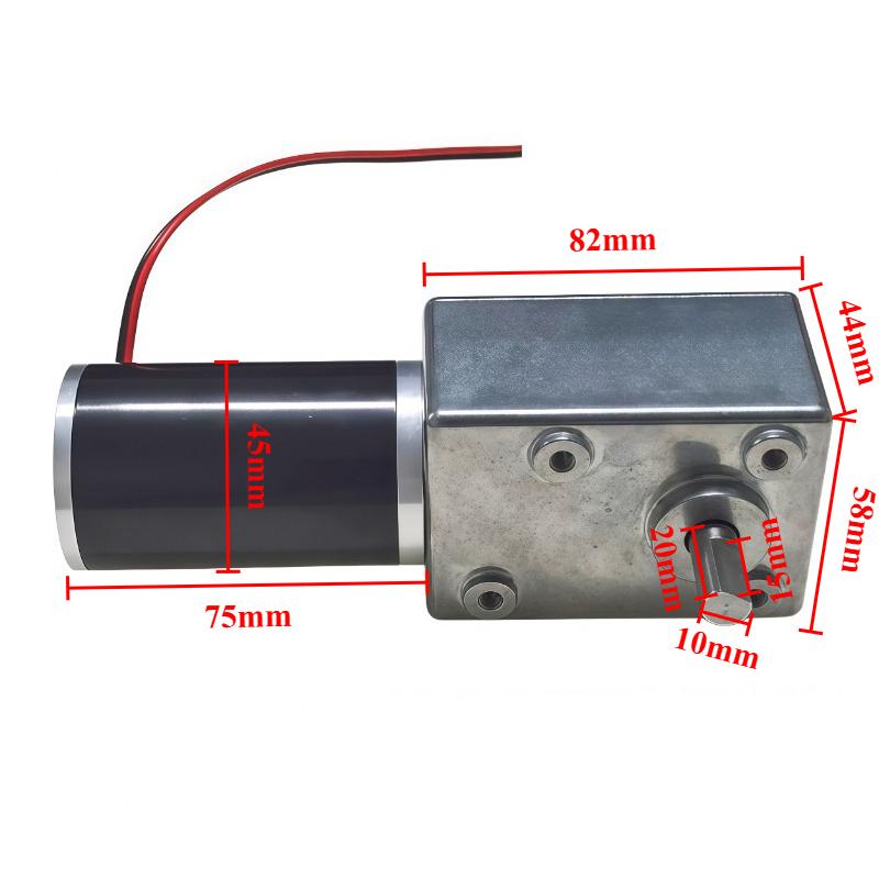 5882-45ZY Turbo Worm Reducer Motor 12V24V Super Self-Locking Metal Gear D-Type Large Torque Adjustable Speed Brushed DC Motor