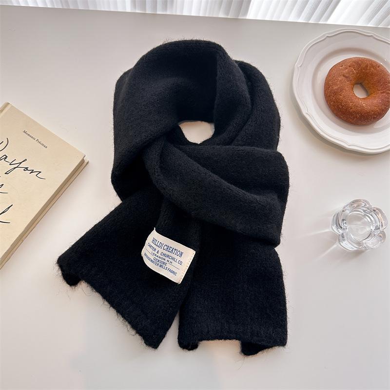2024 Autumn/Winter New Solid Color Wool Knitted Scarf Medium Long Shawl Neck Versatile Warm For Women