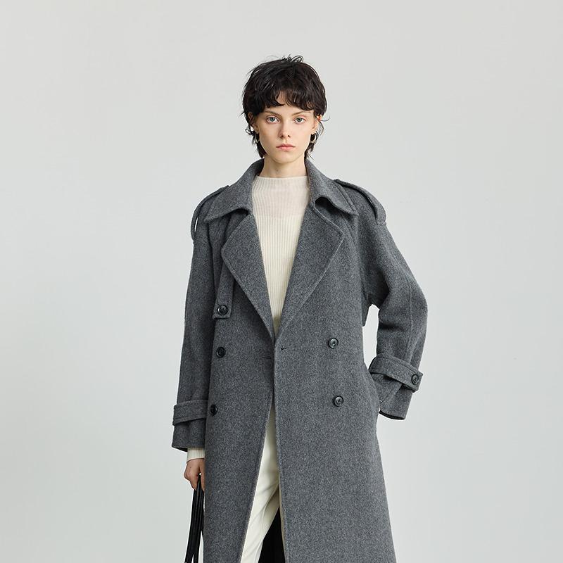 Lily Grey Woolen Coat for Women