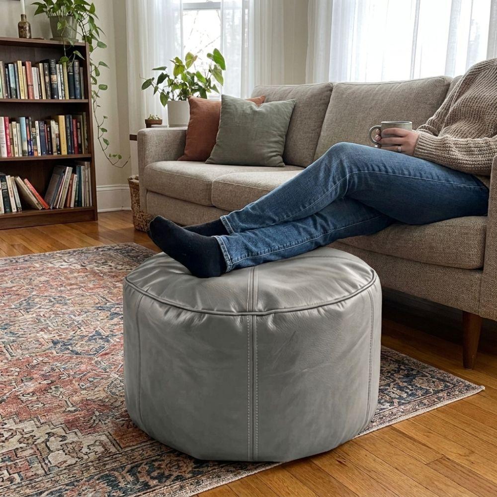 Unstuffed Bean Bag Cover Large Capacity Pouf Cover Non-Slip Round Lazy Sofa Covers Home Use