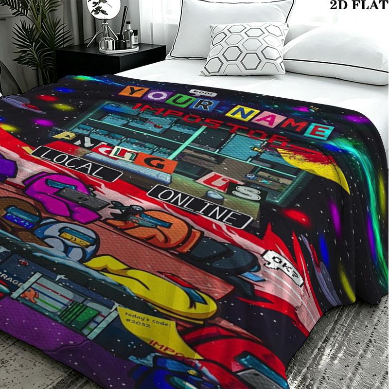 1PC Among Us Custom Name Patterned Flannel Blanket Suitable For All Seasons for Home Decor Warmth and Comfort Gifts Holiday Present