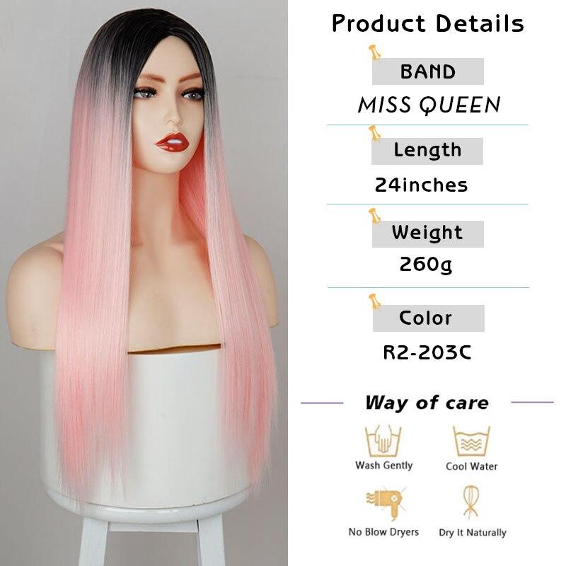 XINRAN Длинный прямой Ombre розовый синтетический парик, парики для косплея для черно-белых женщин, красочные волокна, парики из волос, высокая температура