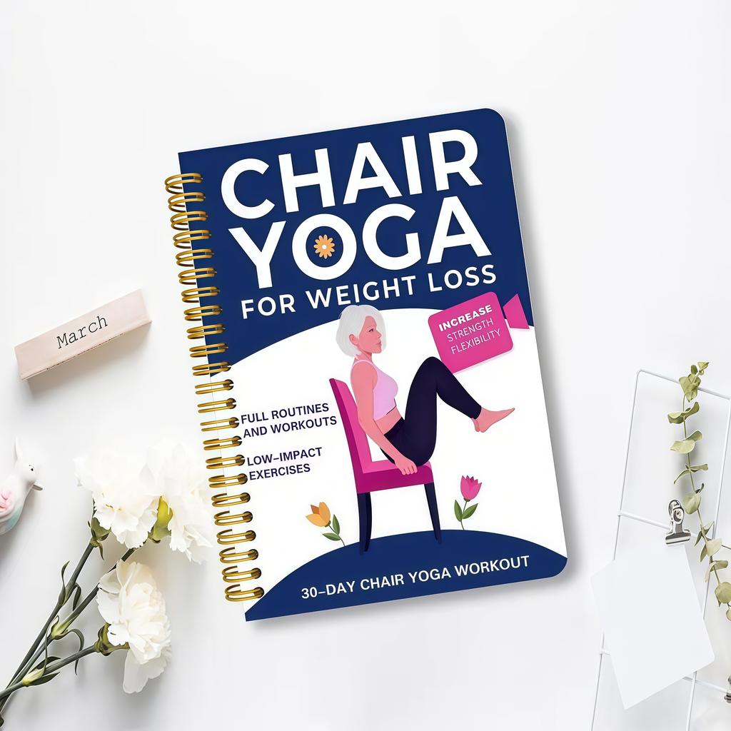 Illustrated Chair Yoga Exercises Book For Seniors Fall Prevention & Flexibility 30-Day Challenge Perfect Gift For Elderly