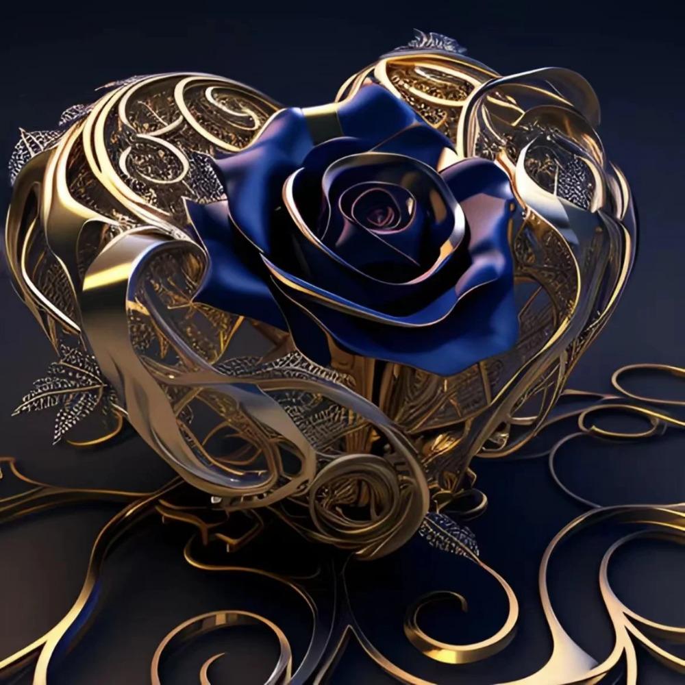 Алмазная картина, полная дрель, милое животное, круглая алмазная живопись, ручная работа, голубая роза, сделай сам, алмазная мозаика, картина, украшение дома