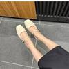 Мода Новые женские босоножки Туфли Мэри Джейн Женские каблуки Кожаные мюли с квадратным носком Весна-лето Низкие босоножки на каблуке Босоножки класса люкс
