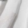 INCERUN Oversized Men Tie Up Long Sleeve Buttons Up Mesh See Through Hollow T-shirts Tops