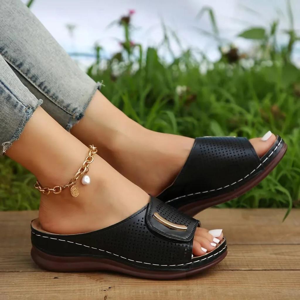 Fashion Summer fashion paragraphWomen Hollow Out Wedge Slippers Women Comfy Breathable Platform Sandals Woman Non Slip Sandals