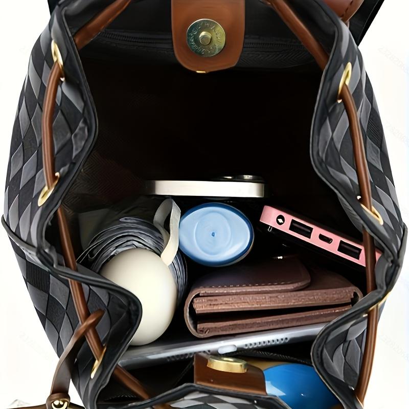 Стильный рюкзак из полиуретана для женщин, кофейно-коричневый и черный цвет, дизайн колор-блок, регулируемые плечевые лямки, идеально подходит для работы и повседневного использования, дорожный рюкзак