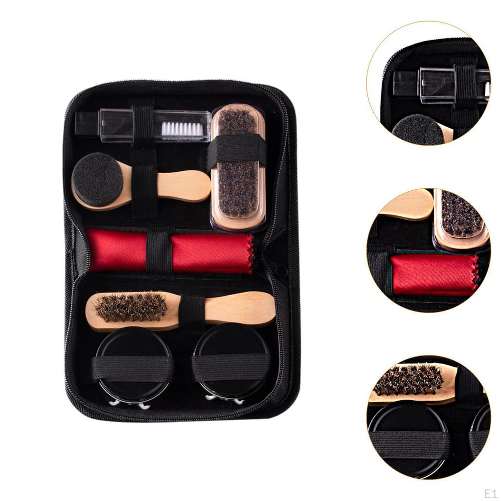 Дорожный набор для ухода за обувью Щетки из конского волоса Полировка и блеск для мужчин и женщин