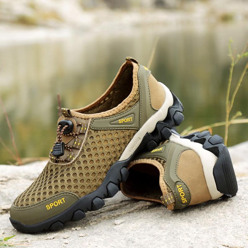 Summer Breathable Mesh Hiking Shoes Men Hot Sale Non-slip Men Trekking Shoes Outdoor Sport Khaki Quick-drying Men Hiking Sneaker