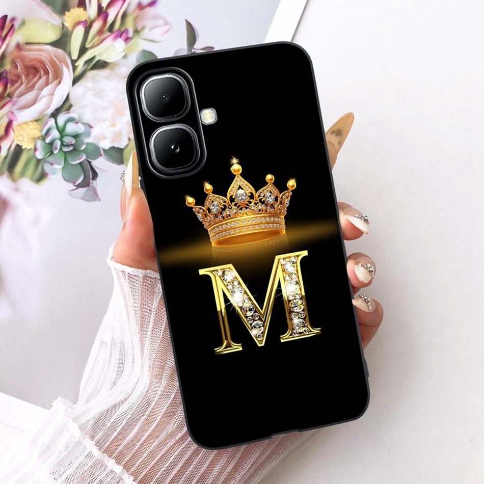 Для Infinix Smart 20 X6840 X6840B Чехол-бампер с буквой 'Crown' Для Infinix Smart20 Черный Силиконовый Мягкие Чехлы