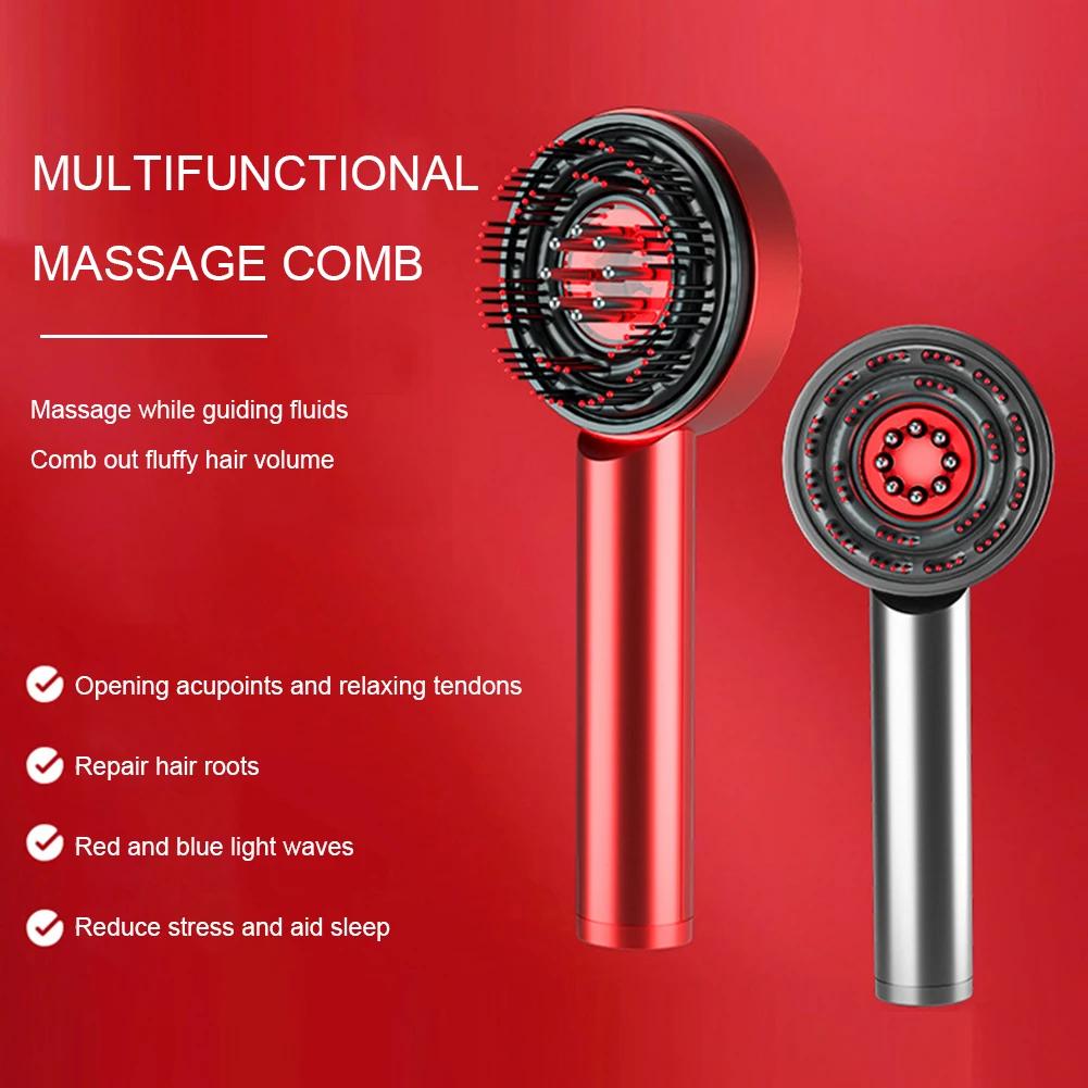 Electric Vibration Massage Comb Red Light Hair Follicle Comb Scalp Oil Liquid Applicator Head Massager Hair Growth Anti Loss