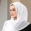 Новый мусульманский женский хиджаб-шарф из шифона с жемчугом, однотонный, мягкая повязка на голову, модный длинный шарф, тюрбан для ислама 180*70 см