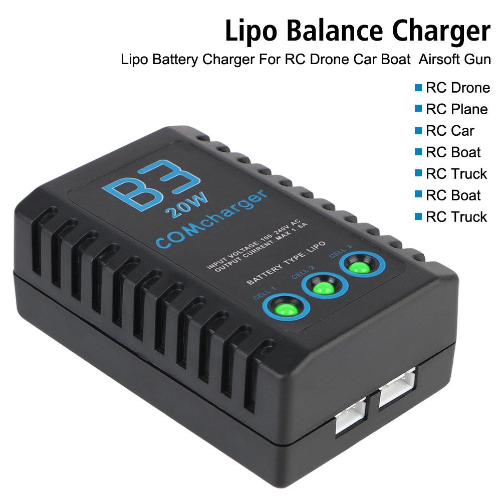 EU Plug 2S-3S RC балансировочное зарядное устройство светодиодные фонари компактное балансировочное зарядное устройство для литий-полимерных аккумуляторов зарядное устройство для RC автомобилей вертолетов переменного тока 7,4-11,1 В 20 Вт