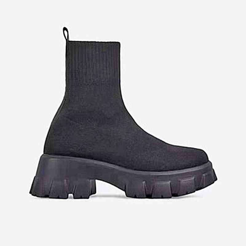 2022 Женские Весенние Новые Стильные Эластичные Вязаные Шерстяные Снежные Ботинки - Большой Размер