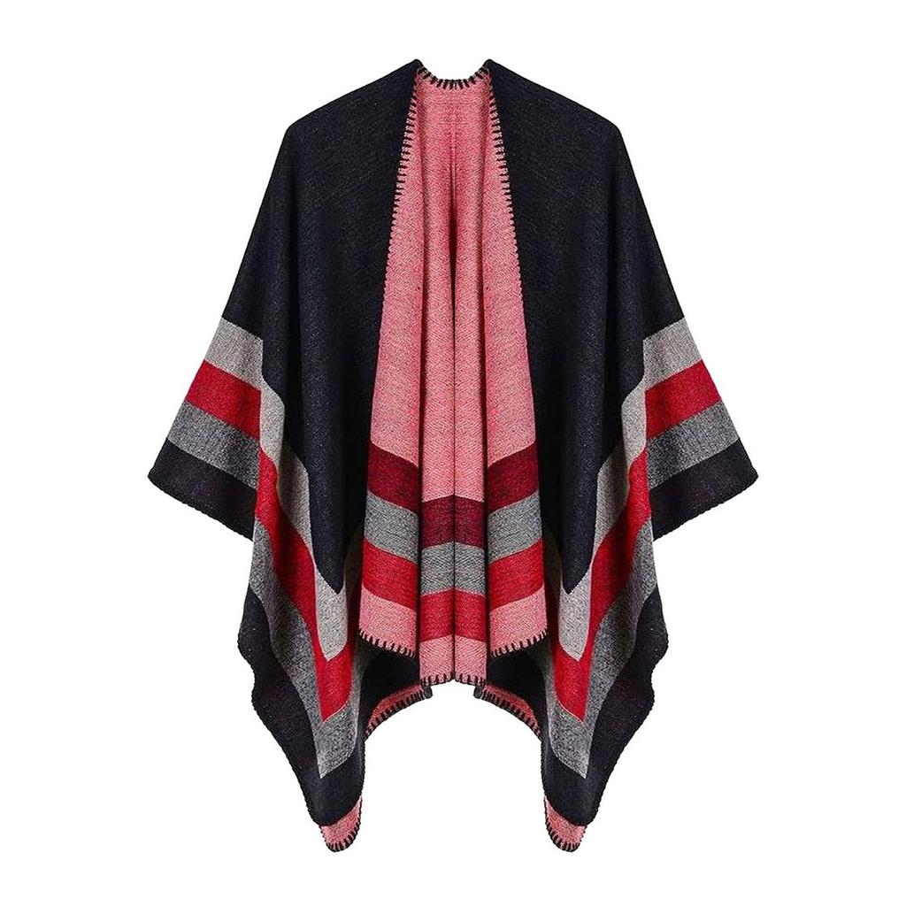 Women Winter Warm Oversized Printing Blanket Cape Wraps Shawl Cardigans