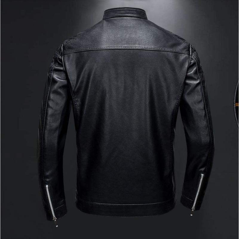 Кожаная куртка мужская тонкая куртка модная тонкая куртка мужская мотоциклетная куртка большого размера с воротником-стойкой кожаная куртка