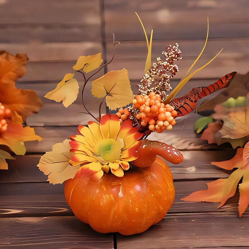 Halloween Foam Fake Pumpkins Maple Leaf Autumn Home Table Decoration Halloween Party Decor