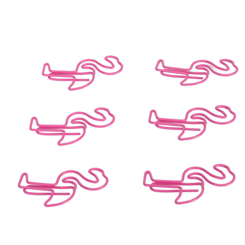 100pcs Paper Clips Prevent Slip Cute Flamingo Shaped Small Bookmark Paperclips for Paper Document Pink