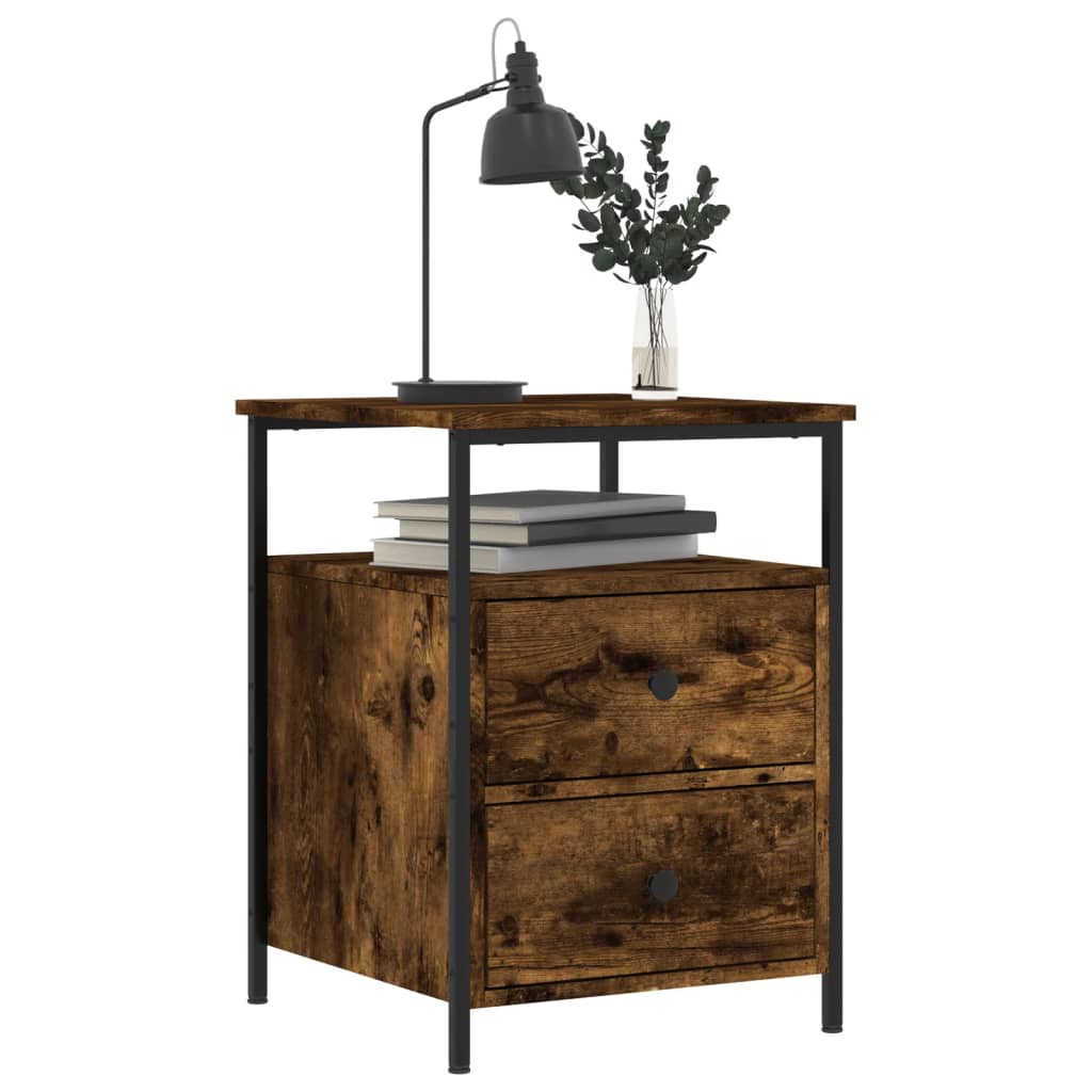 Nightstand Smoked Oak 44x45x60 cm Wood Based Material