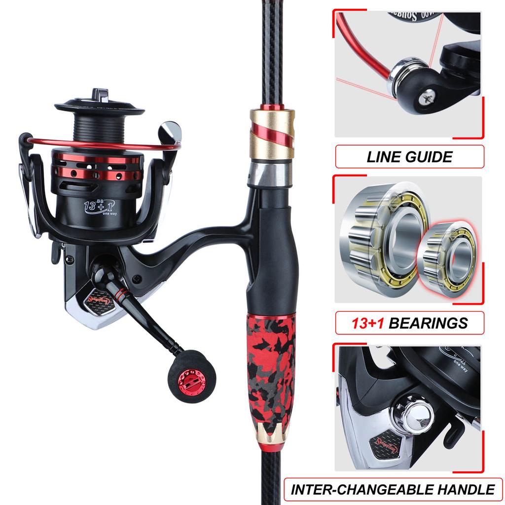 SOUGAYILANG Удочка Спиннинговая удочка Портативная сверхлегкая удочка Углеродная удочка для пресноводной морской рыбалки Снасти