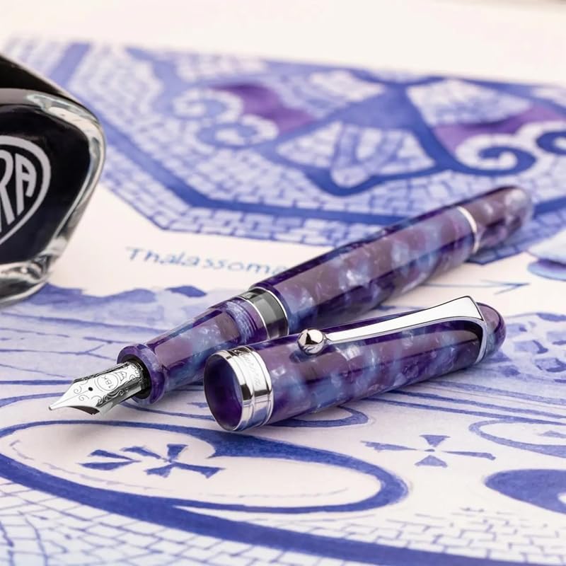 Aurora Перьевая ручка AURORA Ограниченная серия 888 штук Таинственное путешествие в Италию Баия ди Наполи Насыщенный фиолетово-синий CT 18K Поршневой тип заправки Сверхтонкое перо