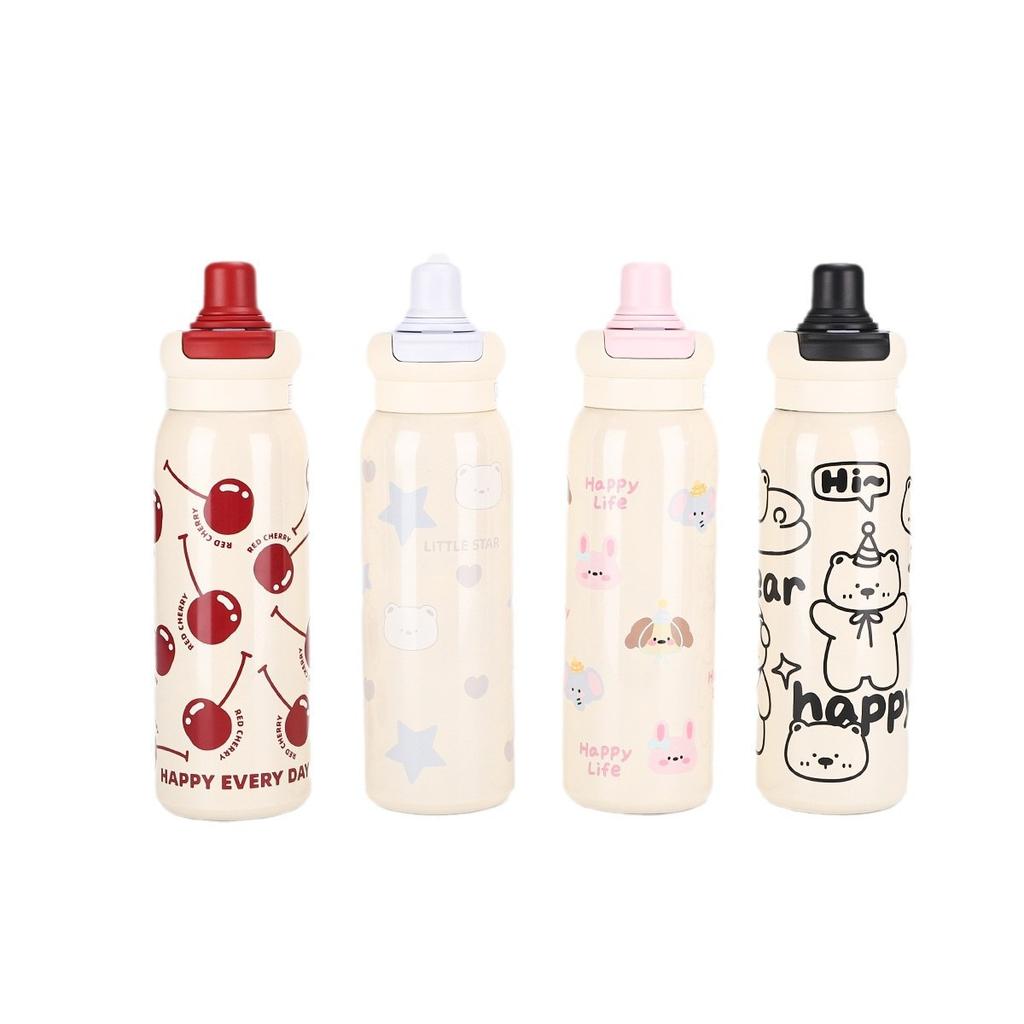 Новая термокружка для девочек, большая емкость, высокий уровень внешнего вида, соломенная кружка для средней школы, специальный двойной горшок для питья