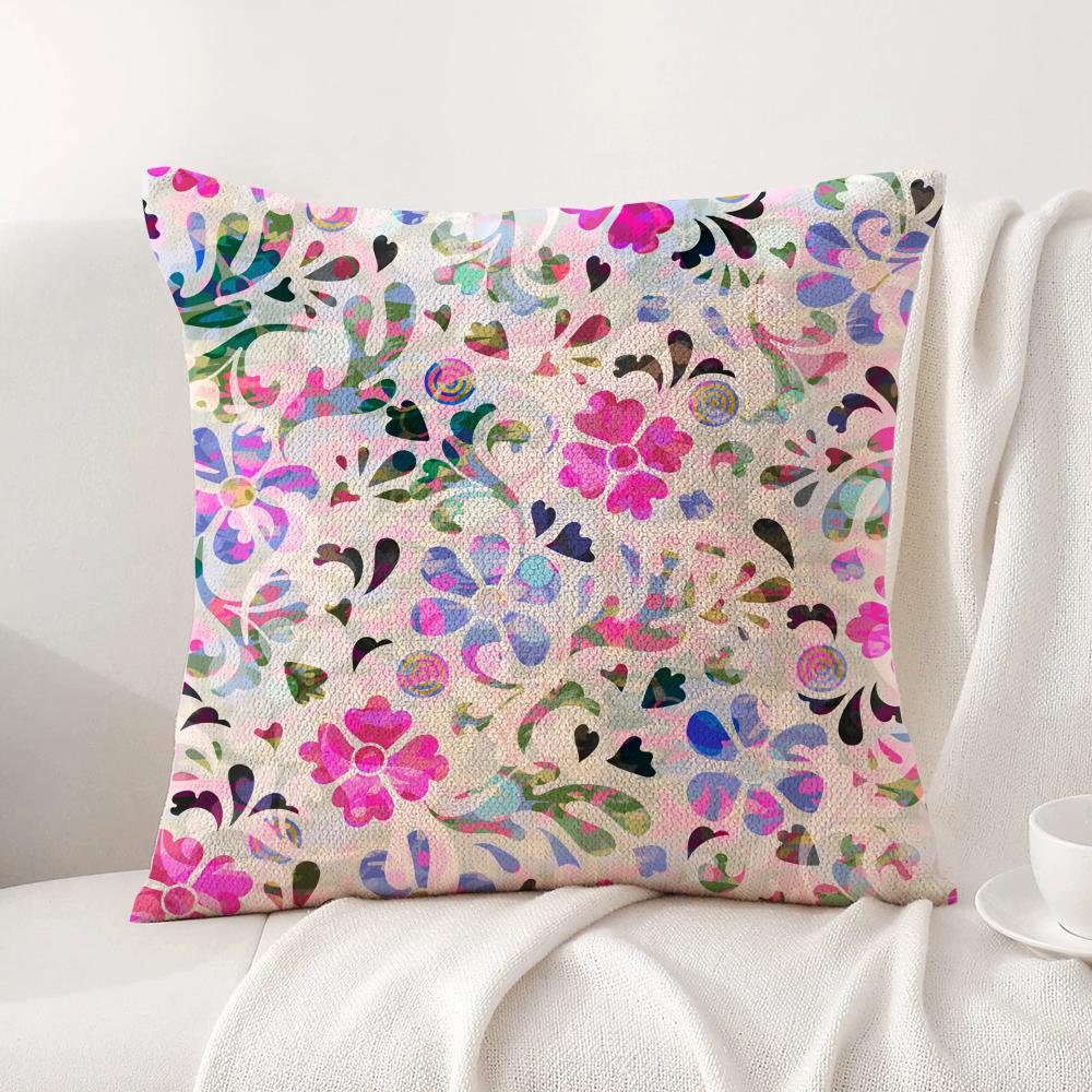 Modern minimalist floral Art Cushion Cover Natural Linen Organic Fabric DoubleSided Printing Sofa Home Decor Gift Pillow Cover