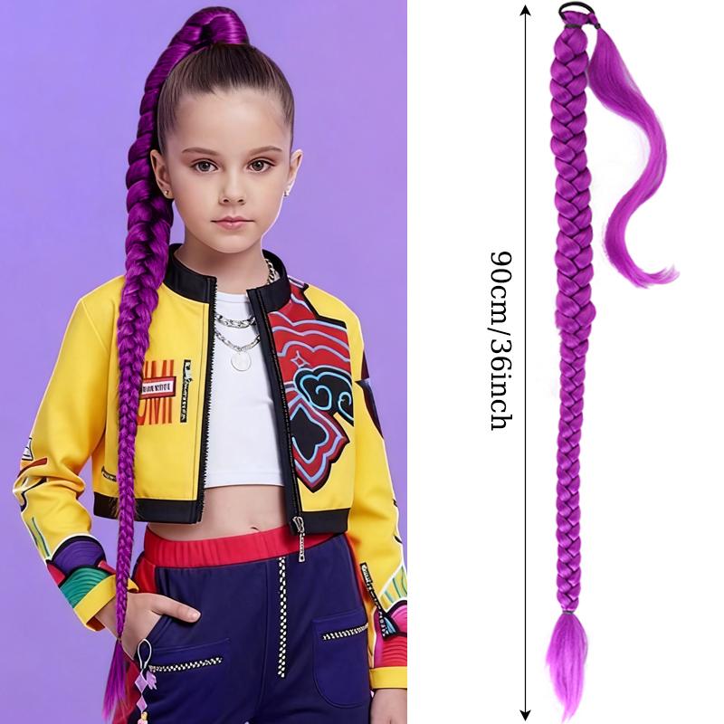 36-дюймовый плетеный фиолетовый парик-хвост Super Long Ponytail с эластичной резинкой для волос для детской вечеринки, косплея, фиолетовый парик
