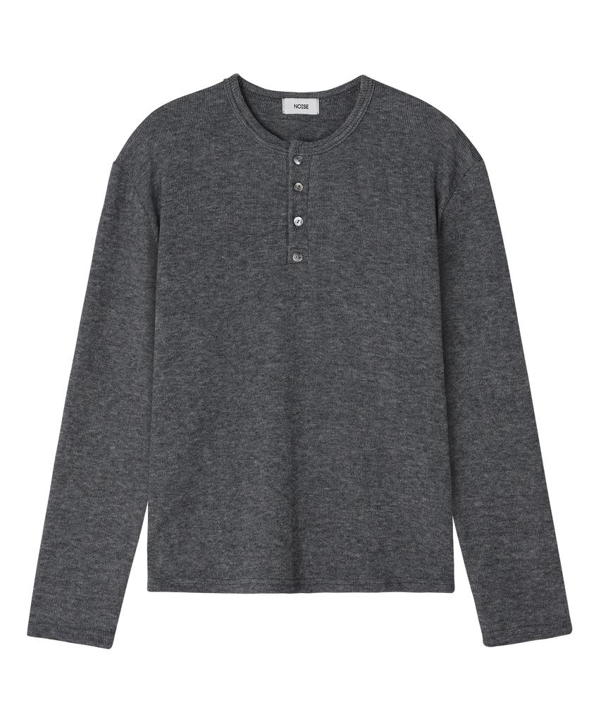 NOISE Soft Henley Neck Sleeve Knit - Gray