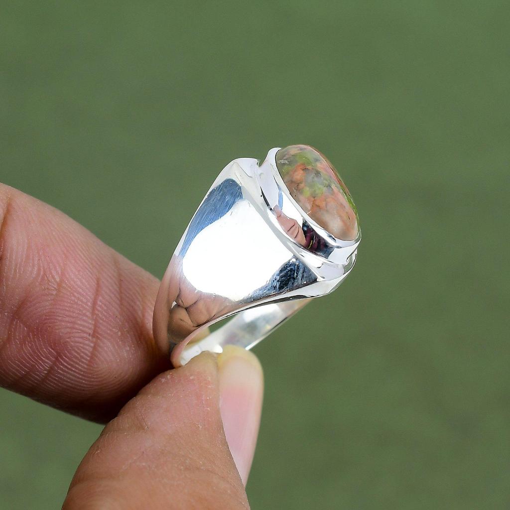 Unakite Ring 925 Sterling Silver Ring Wonderful Ring High Quality Gemstone Ring Handmade Boho Jewelry Gift For Mother Available In Ring Size